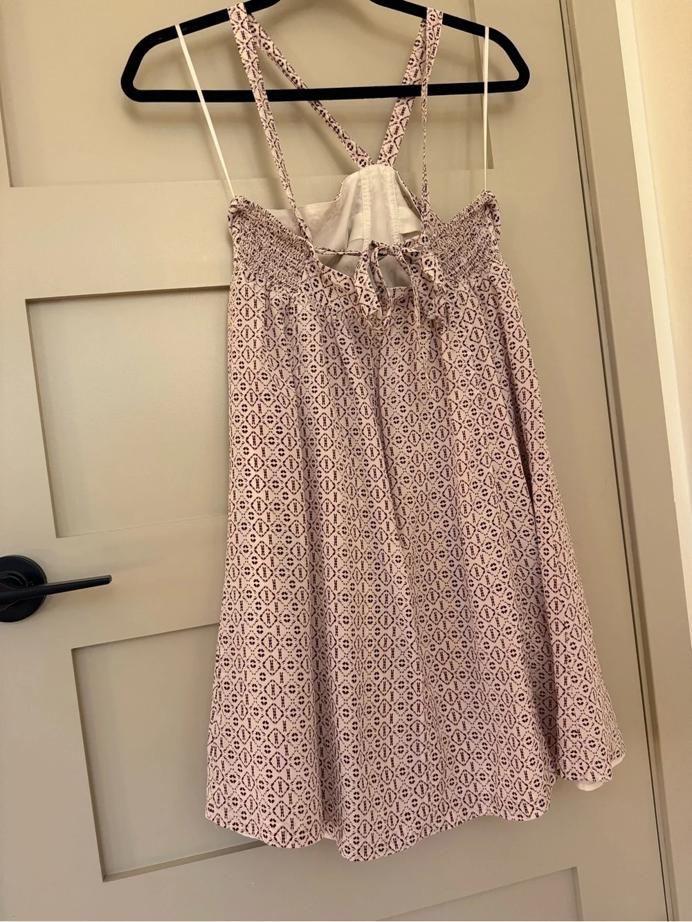 Madewell Echo Grid Silk Convertible Halter Mini Dress wedding guest pink cream 4 - Picture 6 of 7